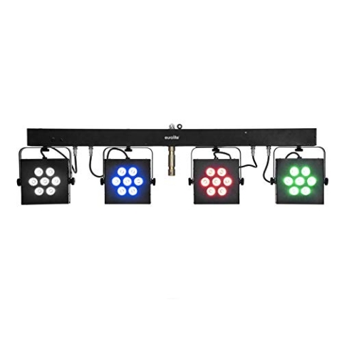 EUROLITE LED KLS-3002 Next Kompakt-Lichtset | Bar mit 4 lichtstarken RGBAW/UV-Spots, QuickDMX-Buchse, IR-Fernbedienung und Tasche
