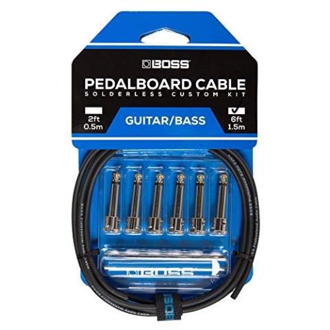 BOSS BCK-6 Lötfreies Pedalboard-Kabelkit – 1,5 m-Kabel + sechs 6,3 mm Klinkenstecker (gewinkelt/gerade) für die Erstellung von drei Custom-Kabeln