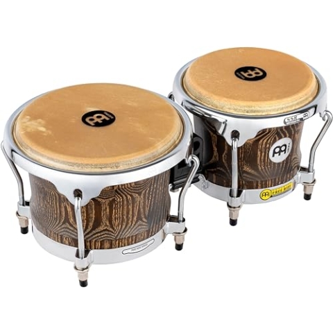 Meinl Percussion Bongos Woodcraft Series - 2 Handtrommeln mit 7 und 8,5 Zoll - inkl. Stimmschlüssel - Weißesche, Vintage Brown (WB400VBR-M)