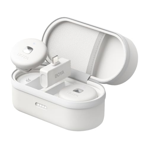 BOYA Omic-U-W Wireless Lavalier Mikrofon für iPhone 15 Android USB-C PC Laptop Telefon, Geräuschunterdrückung, 15h Akku, Mini Revers Wireless Mic Podcast für Videoaufnahme, Vlogging, Live Streaming