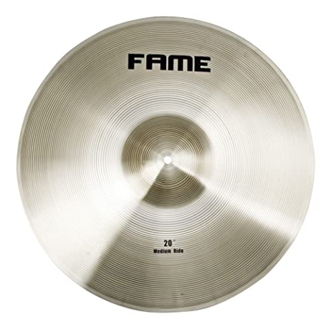 Fame Starter Ride 20 Zoll Brass Cymbal, Ideal für Einsteiger, Langlebige Messinglegierung, Helle Soundqualität, Schnelle Ansprache, Langes Sustain, DRU0019470-000