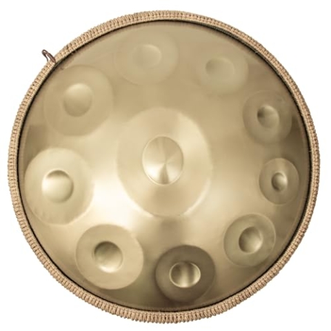ANTETOK Harmonic Handpan Drum in d-Dur 10 Töne 22 Zoll Stahl mit weicher Handpan Tasche，Harmonische Percussion für Klangheilung, persönliche Meditation, Yoga（Gold）