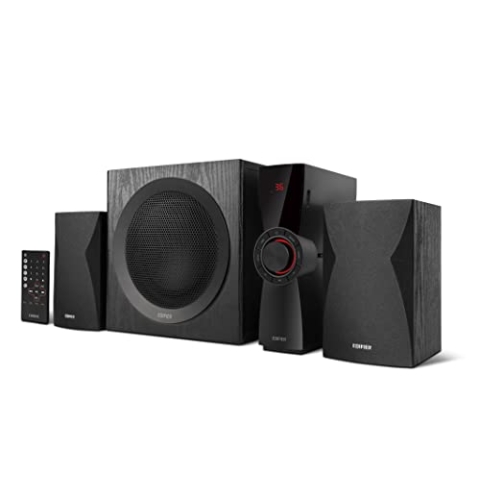 Edifier CX7 Aktives 2.1 Home-Entertainment-System mit Bluetooth V5.0, 21cm (8 Zoll) Subwoofer und Infrarot-Fernbedienung: Perfekt für TV, PC, Notebook etc., Schwarz