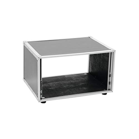 Roadinger Effektrack Studio 8HE | Effektrack für 483-mm-Geräte (19") | Einseitig eingebaute Rackschienen | Aluminiumprofilrahmen (22 mm) mit abgerundeten Ecken | Vier große, stahlverstärkte Gummifüße