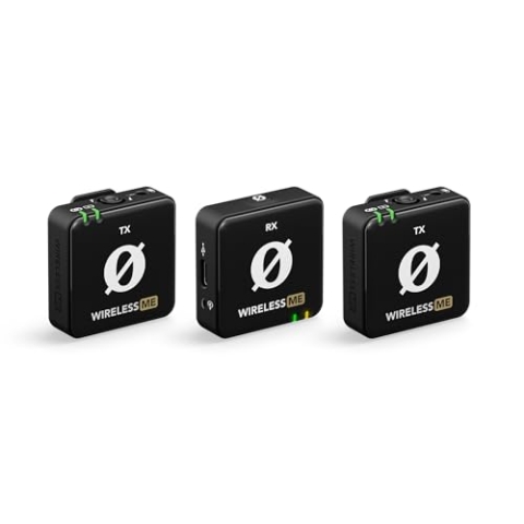 RØDE Wireless ME Dual Set: Kompaktes drahtloses Mikrofonsystem mit GainAssist-Technologie, integrierten Mikrofonen und 100m Reichweite für Filmemacher, Interviews und Content-Erstellung (Schwarz)