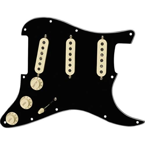 Fender Pre-wired Pickguard Strat Tex-Mex, einbaufertig verkabelt – SSS – Schwarz