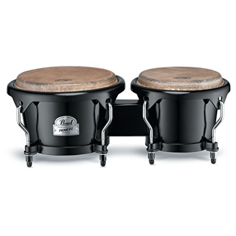 Pearl PFB-100.602 Fiberglas-Bongos – Natur – 17,8 cm und 21,6 cm Größen – Fiberglas-Schalen – Büffelköpfe – Chrom-Hardware