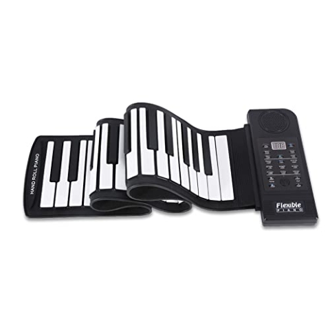Roll Up Piano, tragbares 61 Tasten elektronisches weiches Silikon Flexibles Klavier Elektronische digitale Musik Tastatur Klavier für Kinder Erwachsene Home Entertainment Musikpraxis