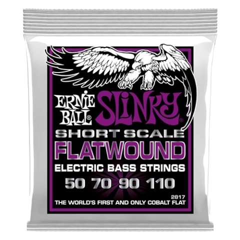 Ernie Ball Power Slinky Flatwound Short Scale Electric Bass Strings 50-110 Gauge (P02817)