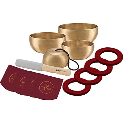 Sonic Energy Klangschalen Set Universal Series – 250/400/500/600 g – Für Meditation & Klangheilung – Inkl. Hülle, Filzring & Reiber (SB-U-1750)