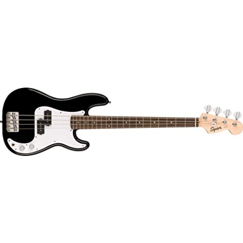 Fender Squier E-Bass - Mini Precision Bass, Schwarz, Inklusive kostenloser virtueller Kurse auf Fender Play