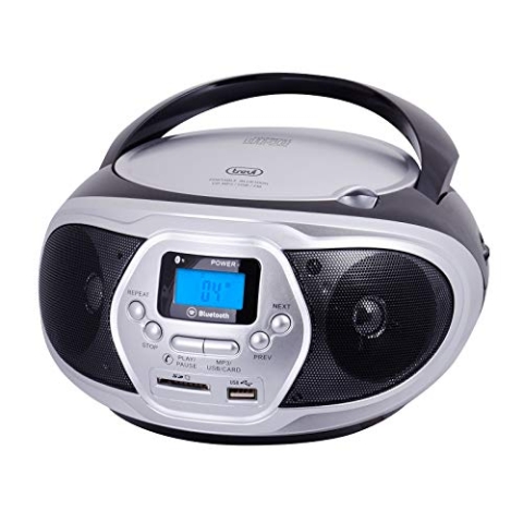 Trevi CMP 548 BT Analog, Schwarz, Grau – tragbare Stereoanlage (Analog, AM, FM, 87,5-108 MHz, 530-1600 kHz, Laufwerk, CD, CD-R,CD-RW)