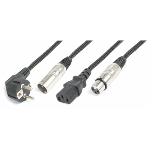 PD Connex LAI15 Kombi-Kabel XLR und Netzstrom (IEC) für Lichteffekte 15 Meter