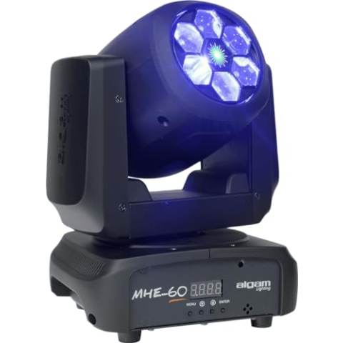ALGAM LIGHTING - MHE60 - Lira WASH LED 6 x 15W RGBW mit grünem Laser - Wash-Effekt, Laser - 195 x 170 x 280 mm - IP20