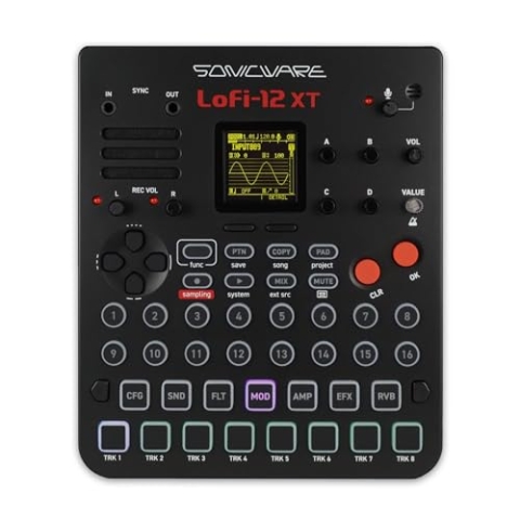Sonicware Lofi-12 XT [Lo-fi Groovebox & Sampler] Retro-Sampling mit 12bit Sampler-Modus, 8-Spur Step-Sequenzer, 26 Effekte, 15 anschlagdynamische Pads mit RGB-LEDs