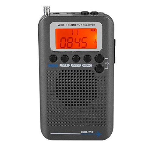 VHF Airband Radio, Bewinner Tragbarer Flugzeugband-Funkempfänger VHF Tragbarer Full-Band Radio Recorder Full Band Funkempfänger AIR/FM/AM/CB/SW/VHF, LCD-Display mit Hintergrundbeleuchtung(Schwarz)