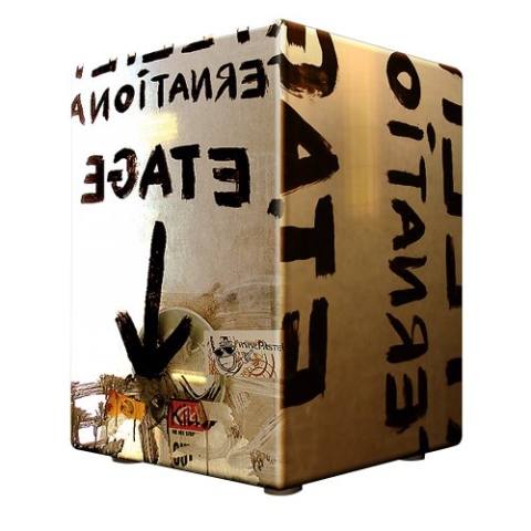 VOLT Cool-Cajon "Etage" Design Percussion (Cajon Set inkl. Lernbuch Cajon-Schule Cajon Basics + CD & Seatpad, Größe:L) geeignet ab 10 Jahren