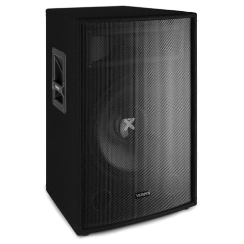 Vonyx SL15 PA Lautsprecher Passiv 800 Watt Partybox, 15 Zoll Passiv, Disco, DJ Party Lautsprecher mit Griffe, Lautsprecherbox mit Tophat - Schwarz