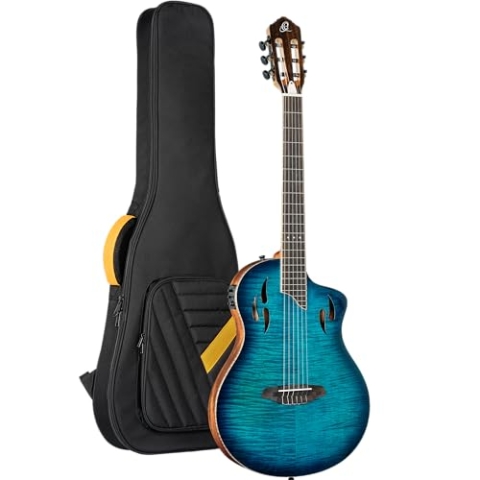 Ortega RTPDLX-FMA Flamed Maple Blue Tour Player - 4/4 Konzertgitarre