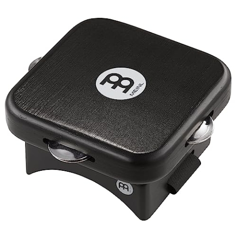 Meinl Percussion Knee Pad Jingle Tap - Cajon Add-On/Cajon Zubehör mit Schellen zur Befestigung am Knie - Stahl-Schellen, Siam-Eiche, Schwarz (KP-JT-BK)