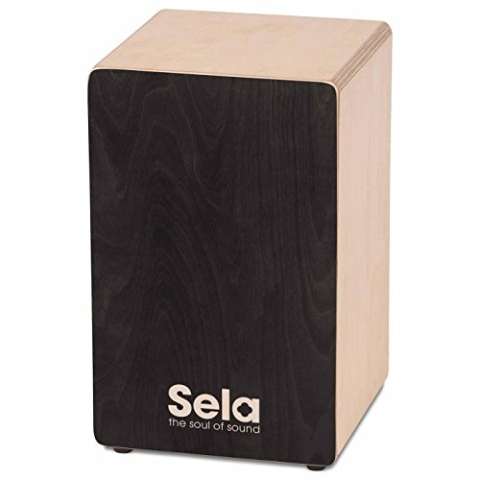 Sela SE 118 Primera Black - Cajon für Einsteiger und Fortgeschrittene - inkl. Sela Snare System, 12 mm Birkenkorpus, spielfertig aufgebaut, Made in Germany