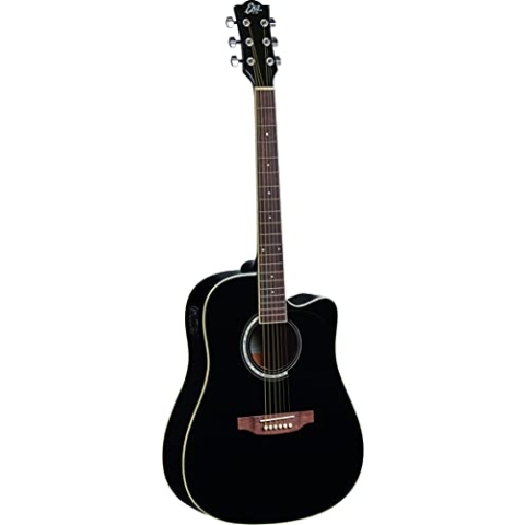 EKO - Ranger CW EQ Black Elektrische Akustikgitarre, Bänder und Boden, Lindengriff, Farbe Schwarz