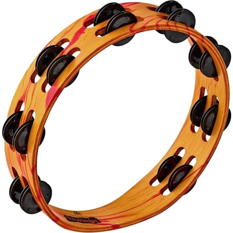 Meinl Percussion Drum Circle Tambourine - 2-reihiges Tamburin mit Stahl Schellen - Durchmesser 8 Zoll - Siam Eiche / Stahl, Mehrfarbig (VR-TA2-ROM)