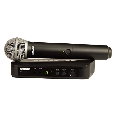 Shure BLX24/PG58 UHF Wireless Mikrofonsystem - Perfekt für Kirche, Karaoke - 14-Stunden Akkulaufzeit, 100m Reichweite | Beinhaltet PG58 Handheld Vocal Mikrofon, Single Channel Empfänger | S8 Band