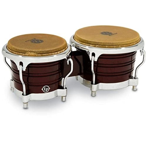 LP Latin Percussion LP813606 Generation II Wood Bongo Dark Wood Chrome Hardware