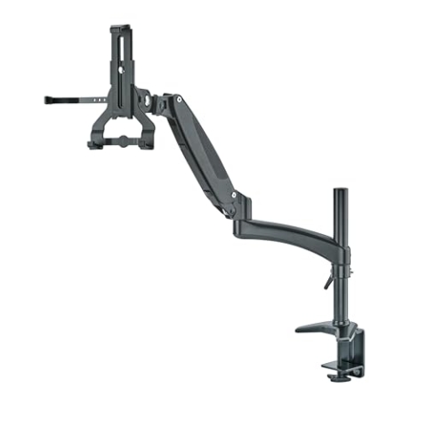 K&M 23874 Tablet-PC-Halter-Bundle Schwarz, Biobased Kunststoff - Halterung 360° drehbar, stufenlose Verstellung um 55 cm