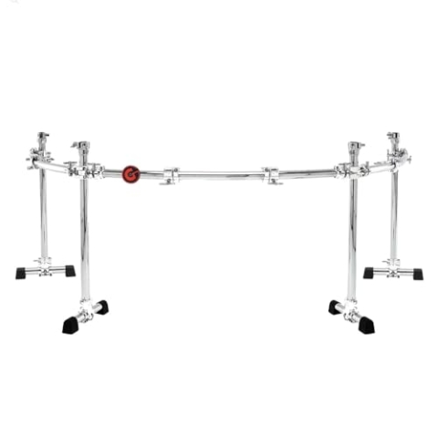 Gibraltar Rack System Chrome Series 4-pole curved Rack, Premium Drum Rack (große Setups, kompatibel mit 24"" Bass Drums, inklusive Multiklammer, Memory Lock & Rackrohr Aufsätze)