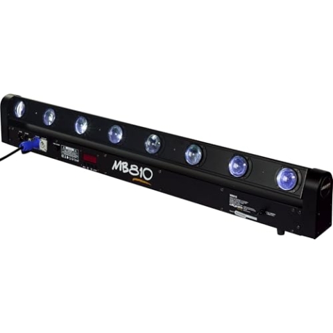 ALGAM LIGHTING - MB810 - Motorisierte LED-Leiste 8 x 10 W RGBW – Wischen, Stroboskop, Chase-Effekt – 1060 x 160 x 90 mm – IP20