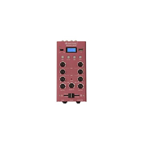 OMNITRONIC GNOME-202P Mini-Mixer rot | 2-Kanal-DJ-Mixer mit Bluetooth und MP3-Player im Miniaturformat | Regelbarer Mikrofoneingang/Kopfhörerausgang über 6,3-mm-Klinke