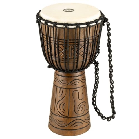 Meinl Percussion Rope Artifact Djembe - Mittelgroße Handtrommel - Mit Ziegenfell - Durchmesser 10 Zoll - Mahagoni, Braun (HDJ17-M)