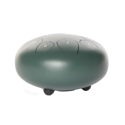 Fame Steel Tongue Drum 8“, Green, Handgefertigte Zungentrommel, acht Töne, Pentatonic F, Stahl, mit Tasche u. Schlägeln, Healing Drum, 8“ (20,3 cm)