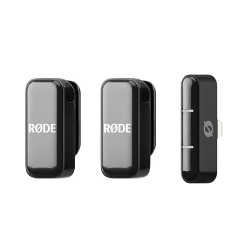 RØDE Wireless Micro - Kompaktes drahtloses Mikrofon, Zwei Mikrofone mit Ladekoffer für die Erstellung von Inhalten auf dem Smartphone - Lightning, Schwarz
