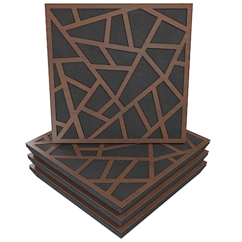 Akustikplatte, Motiv: Skyross, 4 Stück, Schallabsorption, 50 x 50 x 5 cm, Absorption, Diffusion, Reflexion, Schalldämmung, Isolierung, Holz, perforiert, laminiert: Skyross, Nuss