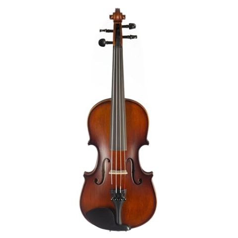 Fame FVN-115 Violine 1/4, Massiver Ahornkorpus, Fichtendecke, Ebenholzgriffbrett, Guarneri-Kinnhalter, Carbon-Saitenhalter, Inklusive Etui, Brasilholzbogen