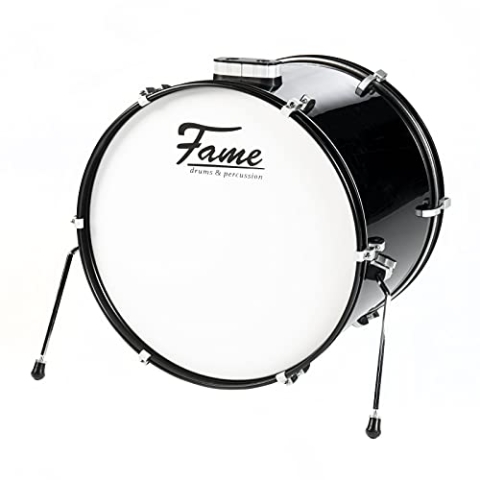 Fame First Step Bass Drum 22"x18", Mischholz, Piano Black, Aluminium Hardware, Stahlspannreifen, vorgedämpftes Fell