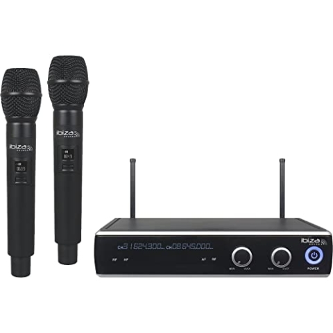 IBIZA DR20UHF-HH 2-Kanal UHF Wireless Doppel Funkmikrofon System mit Handmikrofon