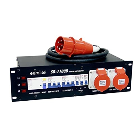 EUROLITE SB-1100B Stromverteiler | Praktischer 32-A-Stromverteiler im 483-mm-Gehäuse (19")