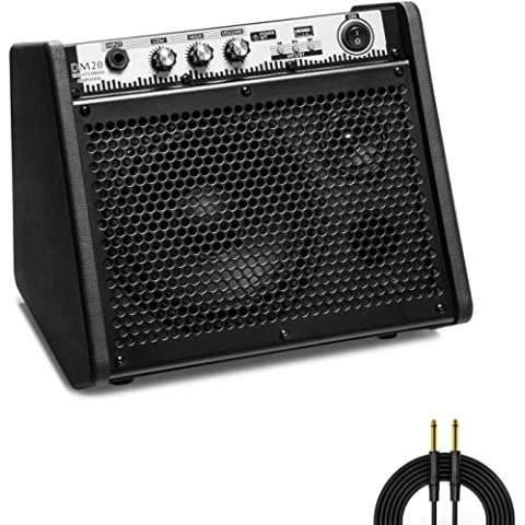 Coolmusic DM20 Bluetooth Personal Monitor Verstärker Lautsprecher für elektrische Trommelverstärker, Tastatur und Akustikgitarre (Mit Kabel)