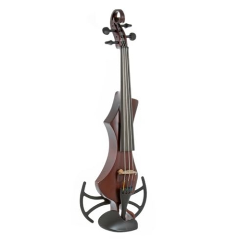 GEWA E-Violine, elektronische Violine, Novita 3.0 Rotbraun mit Adapter für Schulterstützen, 4-saitig
