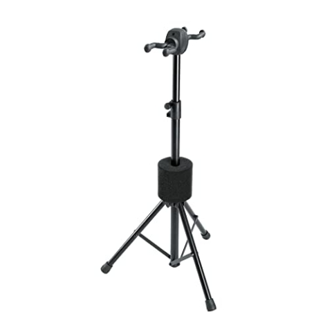 K&M 17620 E+A-Gitarrenständer Double Schwarz - Einhängesystem für 2 Gitarren - Aufstellmaß 76 cm Durchmesser - aus Stahl
