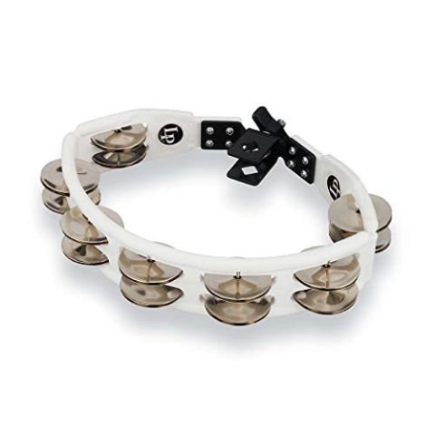 LP Latin Percussion LP162 Tambourin Cyclop montierbar Stahlschellen zweireihig weiß