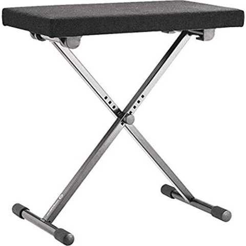 K&M 14066 Keyboardbank Schwarz aus Stahl, Stoff - Polstersitz mit breiter Sitzfläche - flach zusammenlegbar