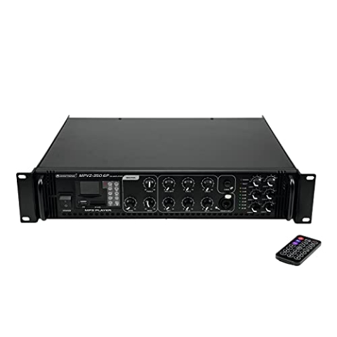 OMNITRONIC MPVZ-350.6P Mischverstärker | 6-Zonen-ELA-Mono-Mischverstärker, MP3-Player & IR-FB, Zonen regelbar, 350 W