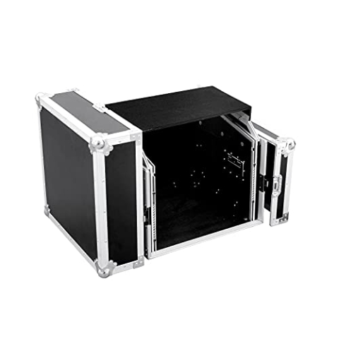 ROADINGER Spezial-Kombi-Case LS5 Laptop-Rack, 8HE | Flightcase für 483-mm-Geräte (19"), mit Laptopablage