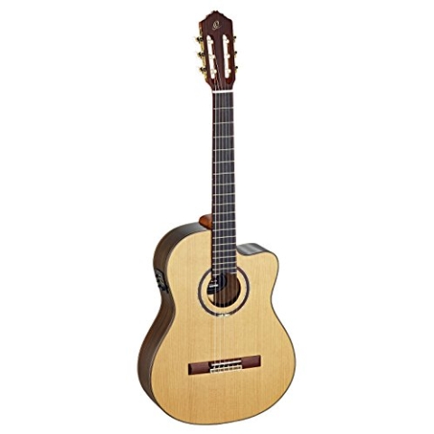 Ortega Guitars Konzert Gitarre Elektro-Akustisch – 4/4, Medium Neck – Performer Series – Inklusive Gig Bag – Massive Zeder, Walnuss, Hochglanz Natur (RCE159MN)