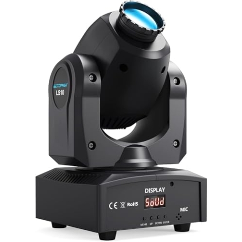 BETOPPER Moving Head Led Partylicht 35W Bühnenlicht mit 8 Gobos und 8 Farben Discolicht Beam DMX 9/11Ch für DJ Bar Club Bühne Halloween Weihnachten Party